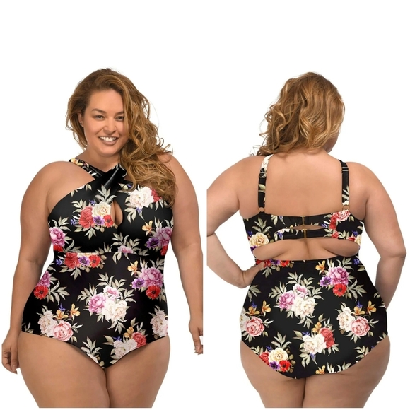 LYSA Floral One Piece Kylie Swimsuit UPF 50+ 2X 22W/24W - Picture 1 of 10